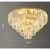 Luxury Crystal LED Ceiling Light Modern Flush Mount Metal Fixture for Dining and Living Room