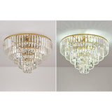 Luxury Crystal LED Ceiling Light Modern Flush Mount Metal Fixture for Dining and Living Room