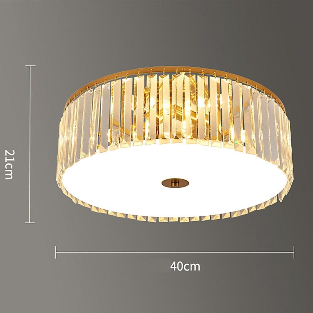 Luxury Crystal LED Ceiling Light Modern Flush Mount Metal Fixture for Dining and Living Room