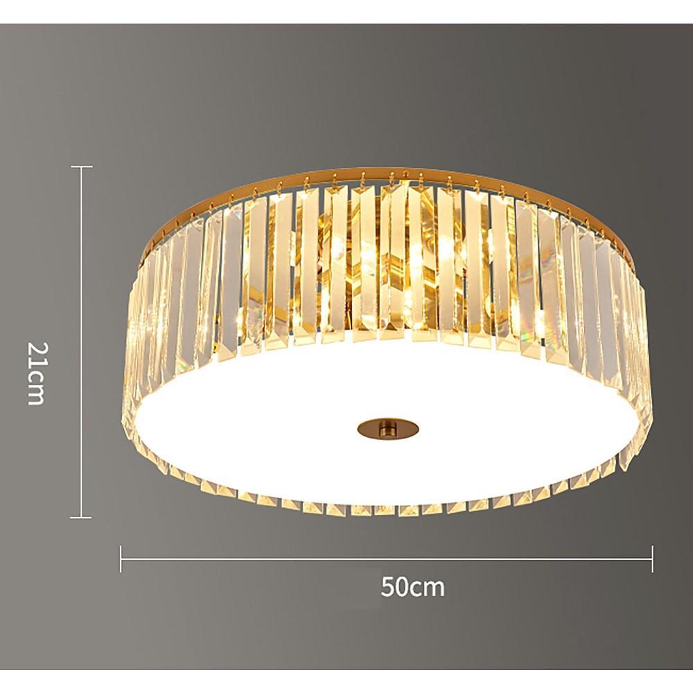 Luxury Crystal LED Ceiling Light Modern Flush Mount Metal Fixture for Dining and Living Room