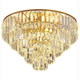 Luxury Crystal LED Ceiling Light Modern Flush Mount Metal Fixture for Dining and Living Room