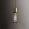 Luxury Crystal LED Cylinder Pendant Light Brass Copper Finish Hanging Lamp for Dining Room
