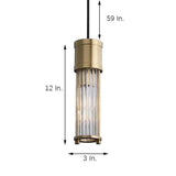 Luxury Crystal LED Cylinder Pendant Light Brass Copper Finish Hanging Lamp for Dining Room