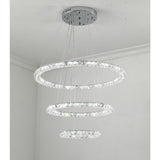 Luxury Crystal Ring LED Chandelier Adjustable Tiered Hanging Pendant Light in Chrome