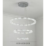 Luxury Crystal Ring LED Chandelier Adjustable Tiered Hanging Pendant Light in Chrome