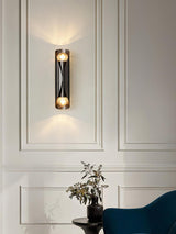 Luxury Diamonds Brass Wall Sconce Modern Textured Glass Vanity Light