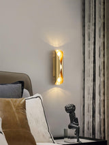 Luxury Diamonds Brass Wall Sconce Modern Textured Glass Vanity Light