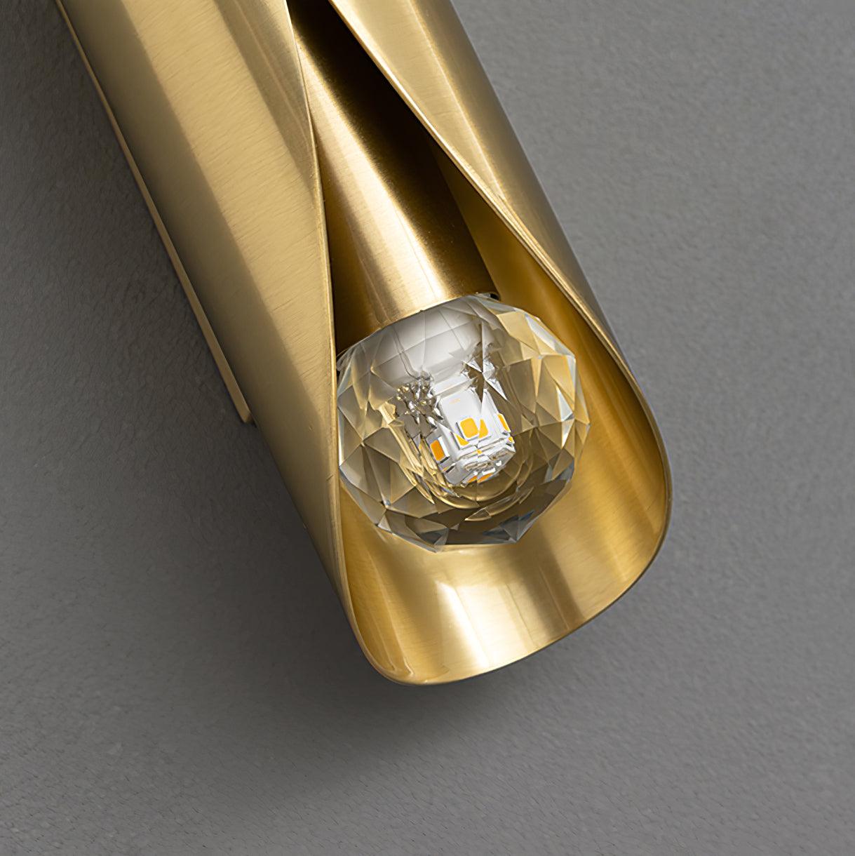 Luxury Diamonds Brass Wall Sconce Modern Textured Glass Vanity Light