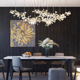 Luxury Double Layer Gingko Leaf Ceramic Crown Chandelier for Large Dining and Living Spaces