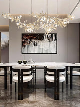 Luxury Double Layer Gingko Leaf Ceramic Crown Chandelier for Large Dining and Living Spaces