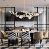 Luxury Double Layer Gingko Leaf Ceramic Crown Chandelier for Large Dining and Living Spaces