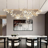 Luxury Double Layer Gingko Leaf Ceramic Crown Chandelier for Large Dining and Living Spaces