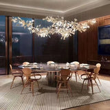 Luxury Double Layer Gingko Leaf Ceramic Crown Chandelier for Large Dining and Living Spaces