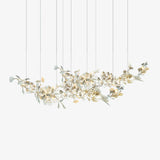 Luxury Double Layer Gingko Leaf Ceramic Crown Chandelier for Large Dining and Living Spaces