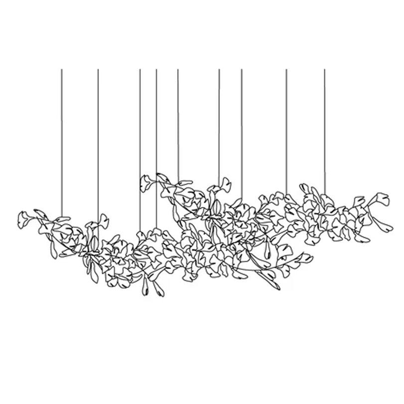 Luxury Double Layer Gingko Leaf Ceramic Crown Chandelier for Large Dining and Living Spaces