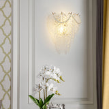 Luxury French Style Glass Feather Wall Lamp with Three Step Dimming LED Lighting