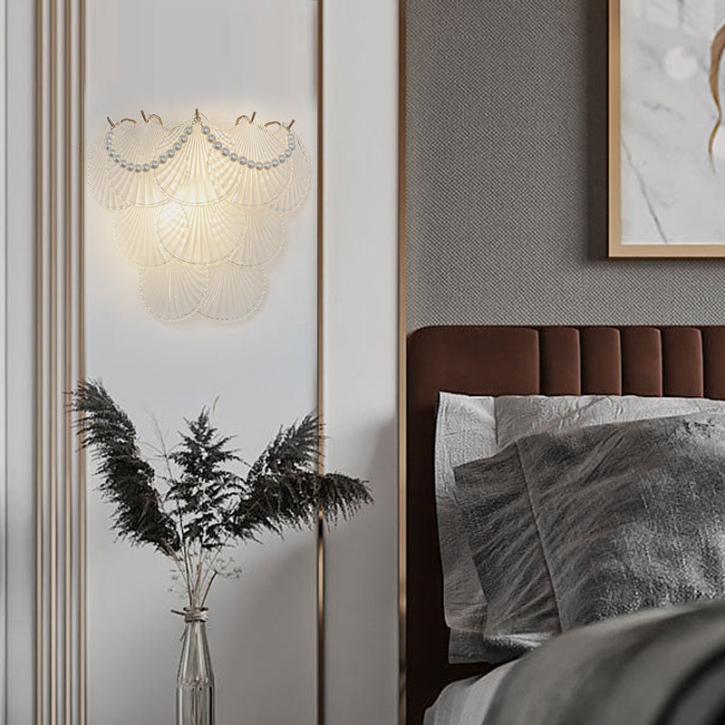 Luxury French Style Glass Feather Wall Lamp with Three Step Dimming LED Lighting