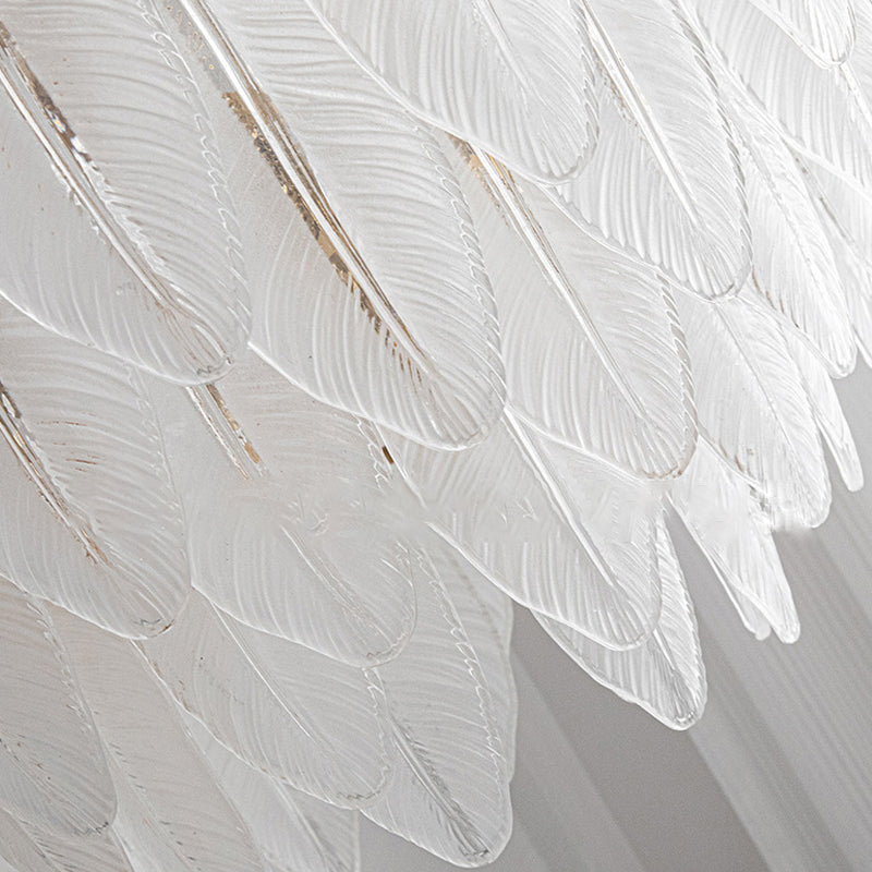 Luxury French Style Glass Feather Wall Lamp with Three Step Dimming LED Lighting