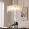 Luxury Glass Icicle Droplet Crystal Chandelier with Copper Frame and 3 Step Dimming