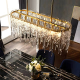 Luxury Glass Icicle Droplet Crystal Chandelier with Copper Frame and 3 Step Dimming