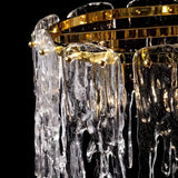 Luxury Glass Icicle Droplet Crystal Chandelier with Copper Frame and 3 Step Dimming