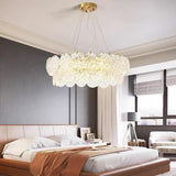 Luxury Glass Shell LED Chandelier Modern Electroplated Metal Pendant Light for Living Room