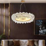 Luxury Glass Shell LED Chandelier Modern Electroplated Metal Pendant Light for Living Room