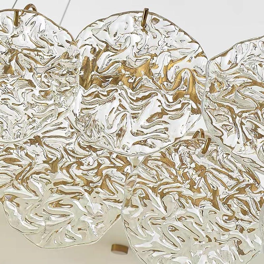 Luxury Glass Shell LED Chandelier Modern Electroplated Metal Pendant Light for Living Room