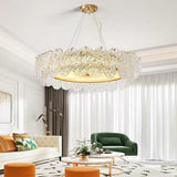 Luxury Glass Shell LED Chandelier Modern Electroplated Metal Pendant Light for Living Room