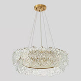 Luxury Glass Shell LED Chandelier Modern Electroplated Metal Pendant Light for Living Room