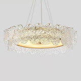 Luxury Glass Shell LED Chandelier Modern Electroplated Metal Pendant Light for Living Room