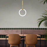 Luxury Gold Circle LED Pendant Light Copper Geometric Hanging Chandelier for Bedroom and Kitchen Island