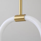 Luxury Gold Circle LED Pendant Light Copper Geometric Hanging Chandelier for Bedroom and Kitchen Island