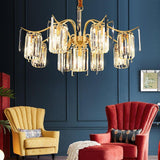 Luxury Gold Copper Crystal Chandelier LED Modern Glass Pendant Light for Living Room Dining Room