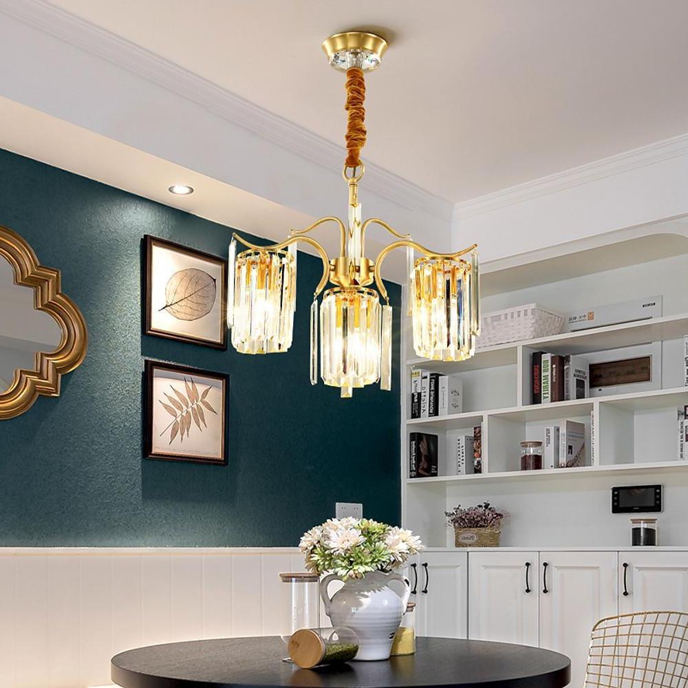 Luxury Gold Copper Crystal Chandelier LED Modern Glass Pendant Light for Living Room Dining Room