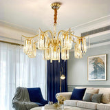 Luxury Gold Copper Crystal Chandelier LED Modern Glass Pendant Light for Living Room Dining Room