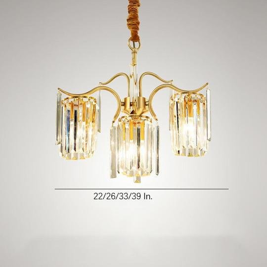 Luxury Gold Copper Crystal Chandelier LED Modern Glass Pendant Light for Living Room Dining Room