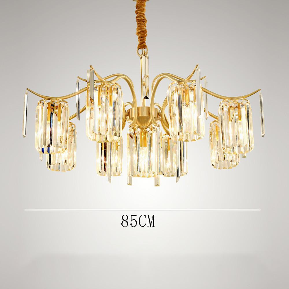 Luxury Gold Copper Crystal Chandelier LED Modern Glass Pendant Light for Living Room Dining Room