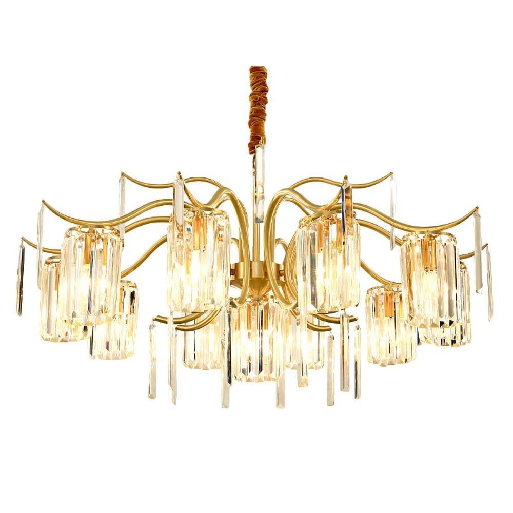 Luxury Gold Copper Crystal Chandelier LED Modern Glass Pendant Light for Living Room Dining Room