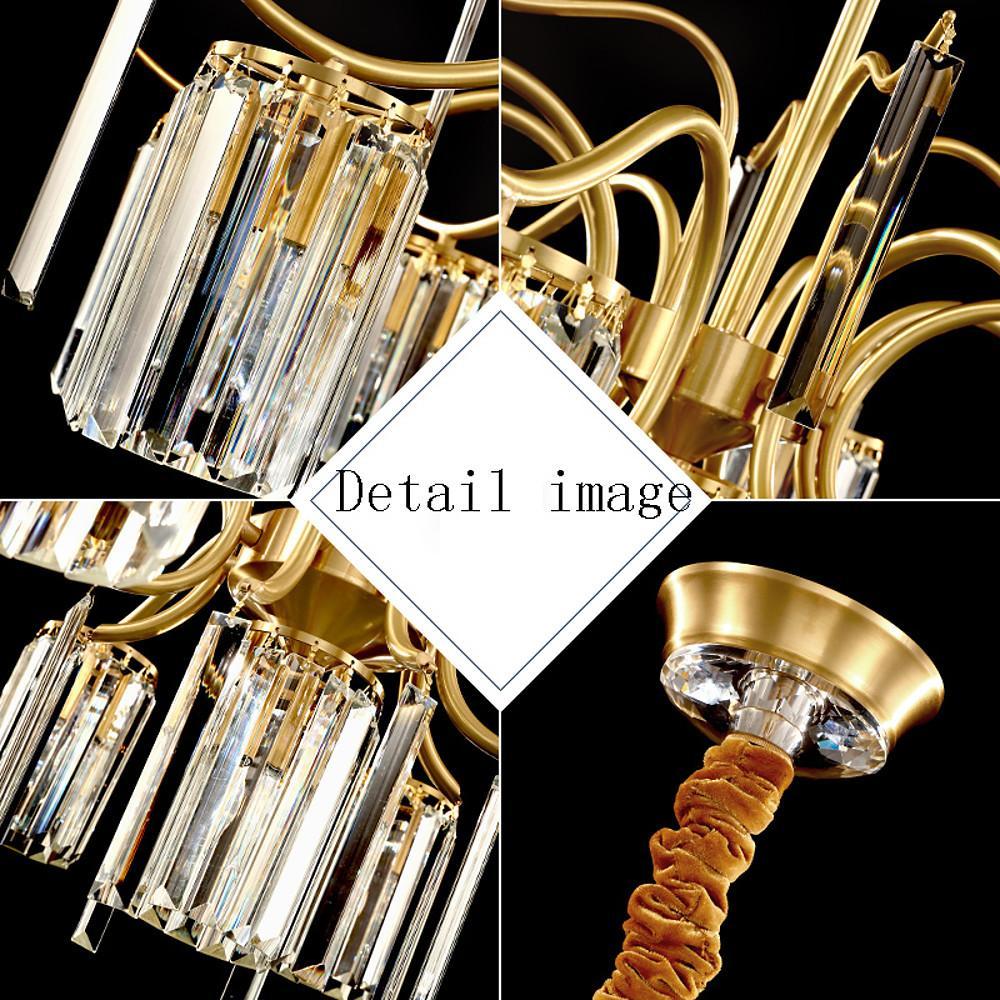 Luxury Gold Copper Crystal Chandelier LED Modern Glass Pendant Light for Living Room Dining Room