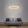 Luxury Gold Crystal Ring Chandelier Modern Integrated LED Wagon Wheel Pendant Light for Dining Room