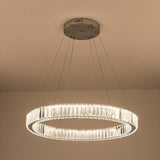 Luxury Gold Crystal Ring Chandelier Modern Integrated LED Wagon Wheel Pendant Light for Dining Room