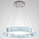 Luxury Gold Crystal Ring Chandelier Modern Integrated LED Wagon Wheel Pendant Light for Dining Room