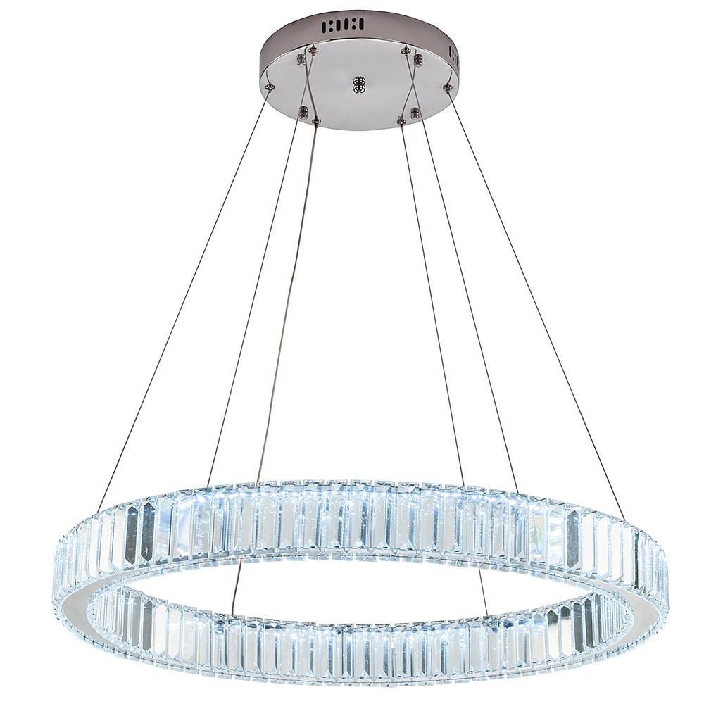 Luxury Gold Crystal Ring Chandelier Modern Integrated LED Wagon Wheel Pendant Light for Dining Room