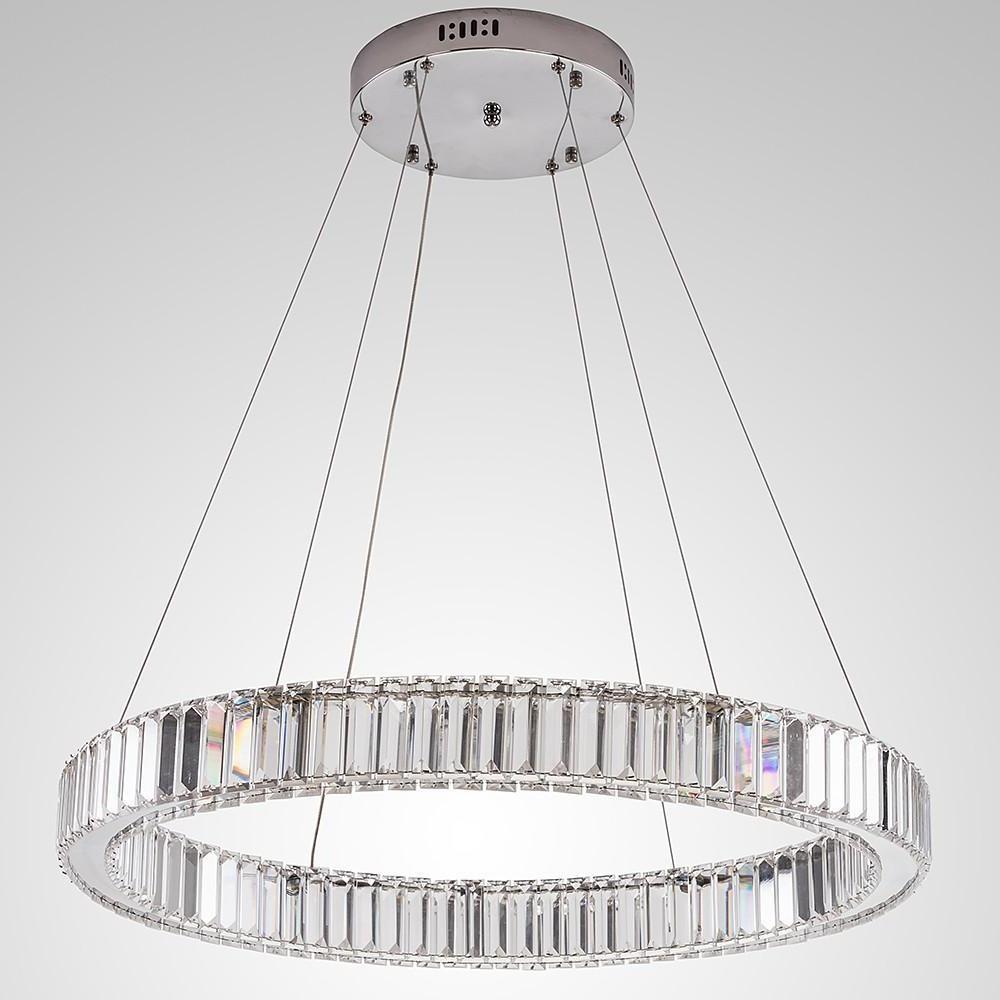 Luxury Gold Crystal Ring Chandelier Modern Integrated LED Wagon Wheel Pendant Light for Dining Room