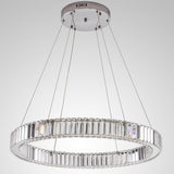 Luxury Gold Crystal Ring Chandelier Modern Integrated LED Wagon Wheel Pendant Light for Dining Room