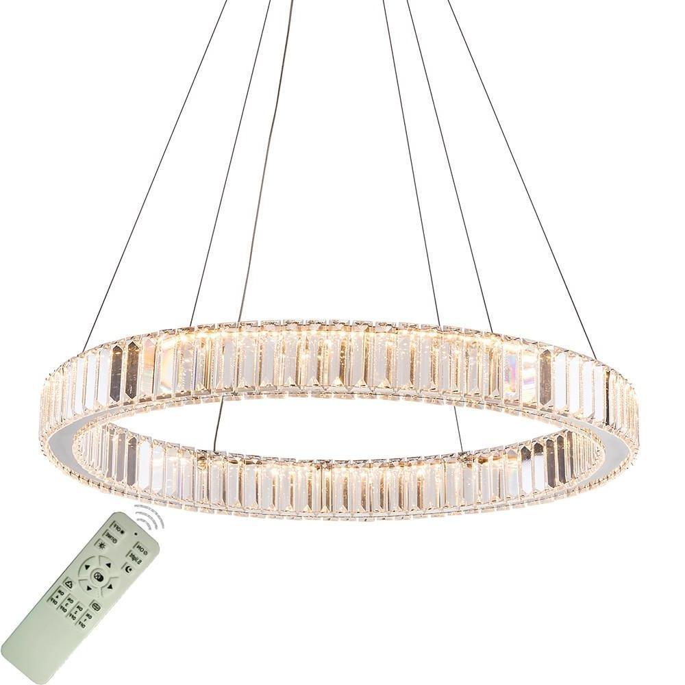 Luxury Gold Crystal Ring Chandelier Modern Integrated LED Wagon Wheel Pendant Light for Dining Room