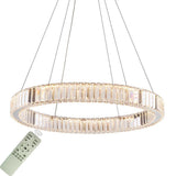 Luxury Gold Crystal Ring Chandelier Modern Integrated LED Wagon Wheel Pendant Light for Dining Room