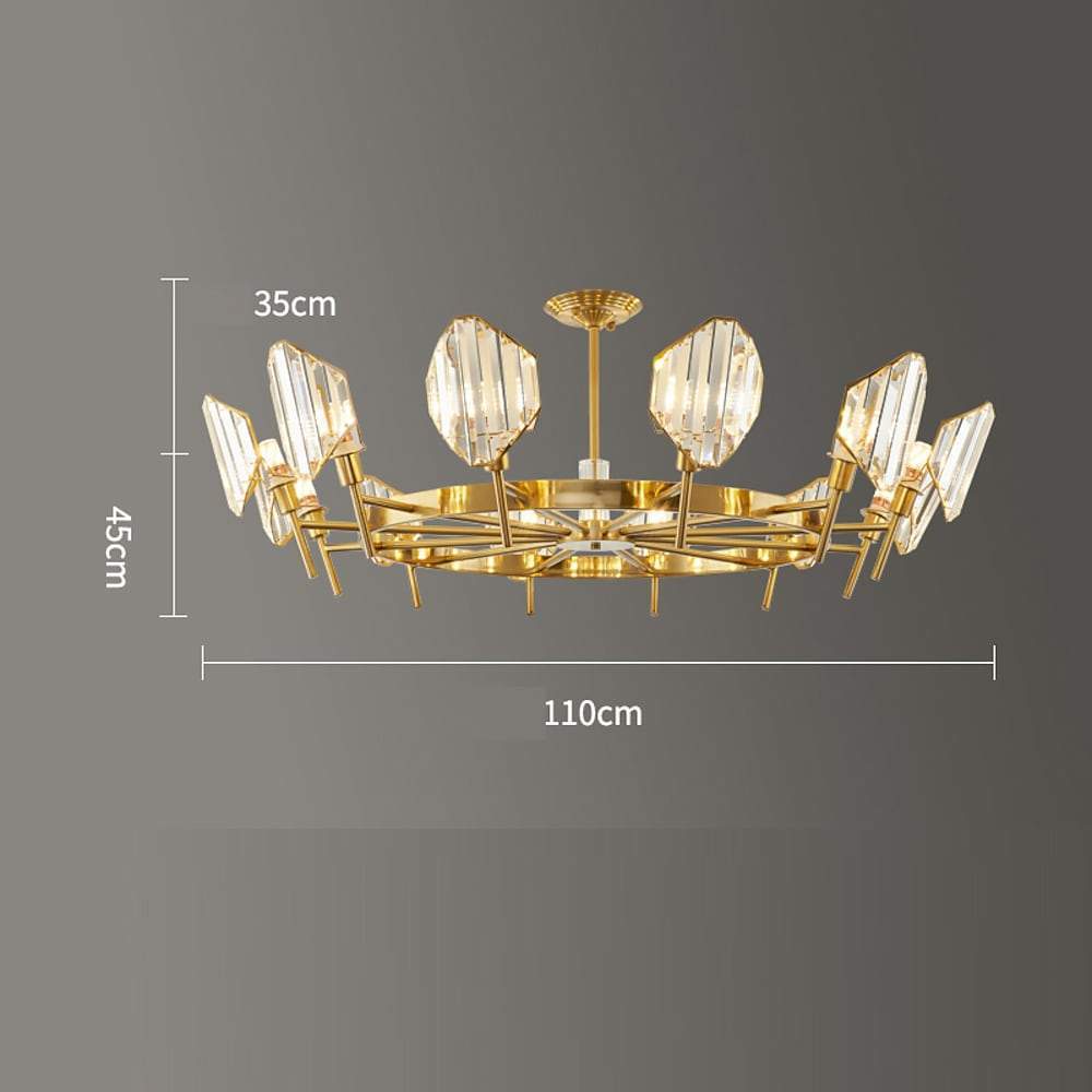 Luxury Gold Metal Ring Crystal Chandelier Elegant Pendant Lighting for Living and Dining Rooms