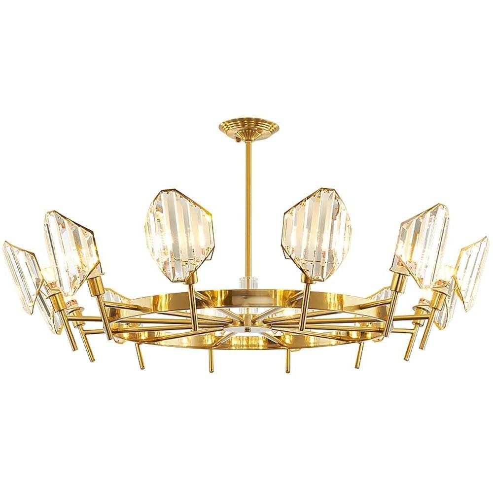 Luxury Gold Metal Ring Crystal Chandelier Elegant Pendant Lighting for Living and Dining Rooms